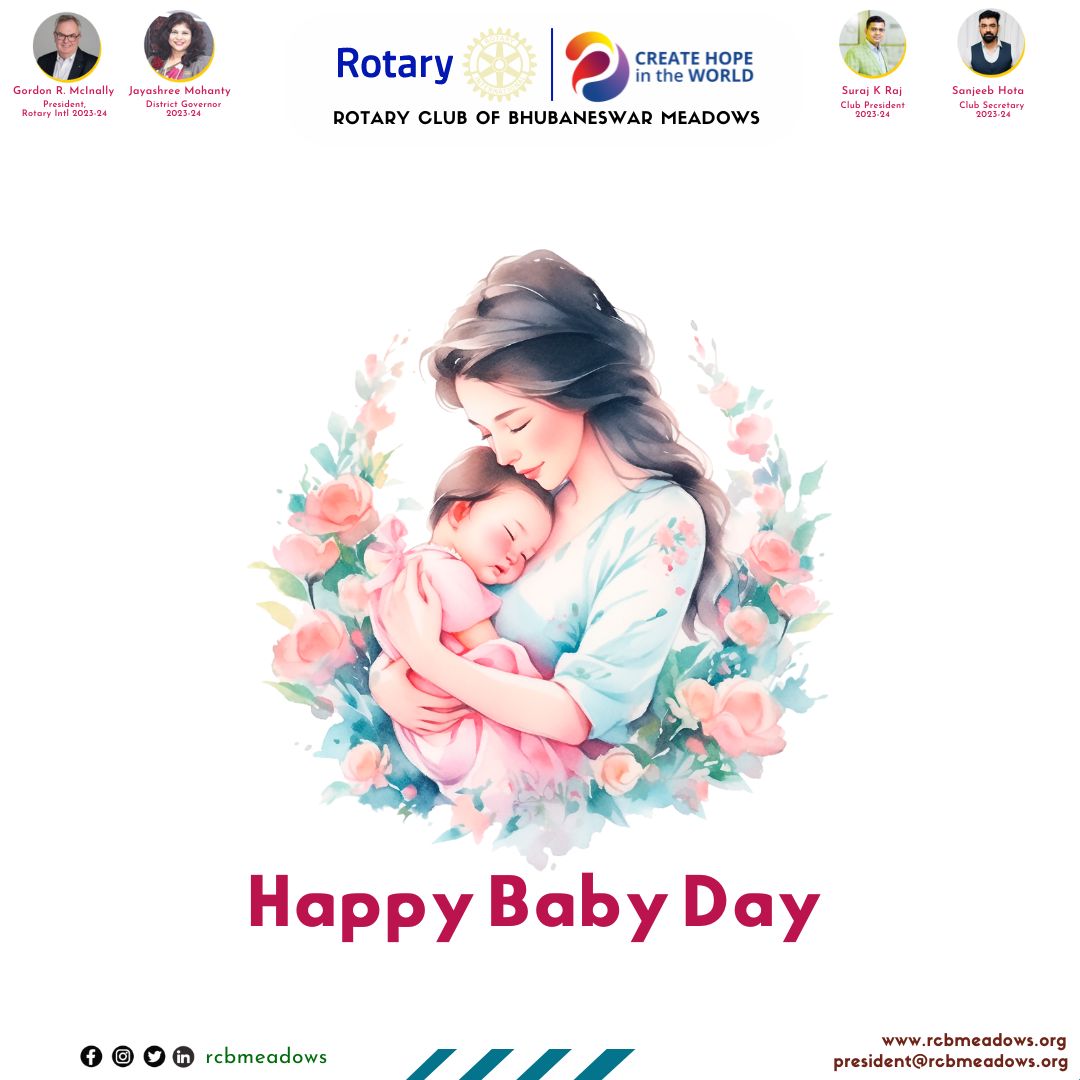 🌟 Happy Baby Day from Rotary Club of Bhubaneswar Meadows! 🎉👶 We're celebrating the joy and innocence that babies bring into our lives. Today, let's cherish the laughter, the tiny hands, and the endless wonder of our little ones. #HappyBabyDay #RotaryClubBhubaneswarMeadows