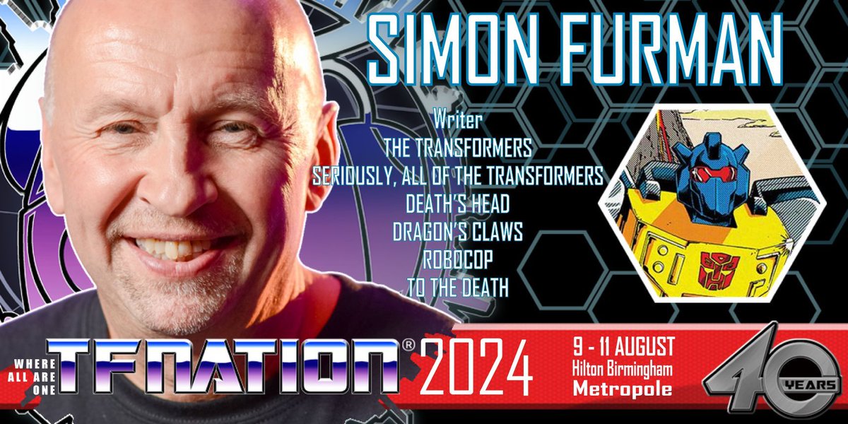 Delighted to announce that - as part of my #transformers 40th anniversary road-trip this year - I'll be at TFNation in August. Great to be back, circling the convention hall like some vast predatory bird!