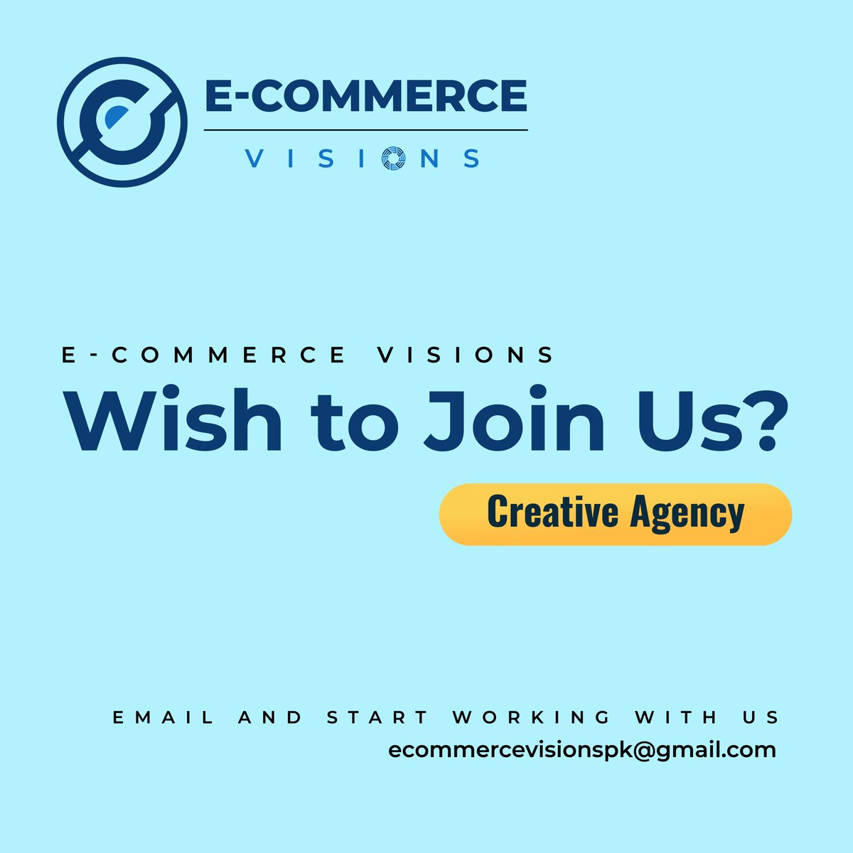 Join the revolution at E-Commerce Visions! Are you ready to be a part of something extraordinary? 💼💡

#digitalinnovation #JoinUs #eCommerceVisions #DigitalRevolution #CareerOpportunity #Innovation #DigitalMarketing #TechEnthusiast #CreativeGenius #JoinTheTeam #CareerGrowth