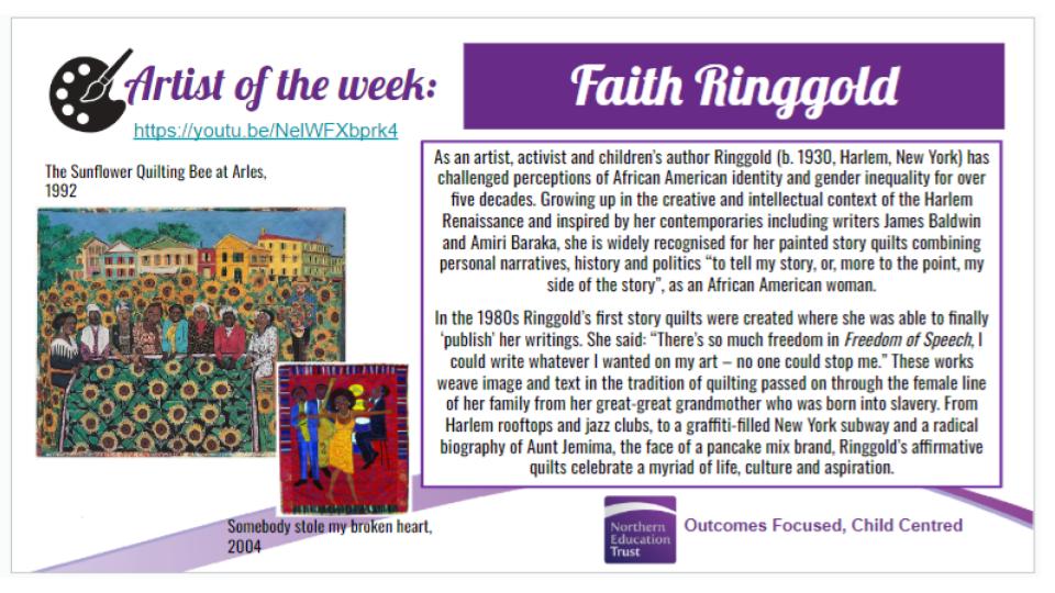 Our Artist of the Week - 🎨Faith Ringgold🧑‍🎨
faithringgold.com
#Art #CoCurricular