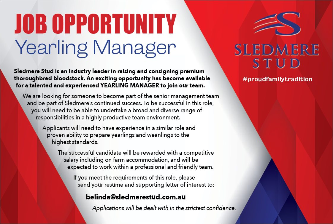 An exciting opportunity has become available for a talented & experienced YEARLING MANAGER to join the @SledmereStud team. Applicants will need to have proven ability to prepare yearlings & weanlings to the highest standards. See details attached for your CV & supporting letter.