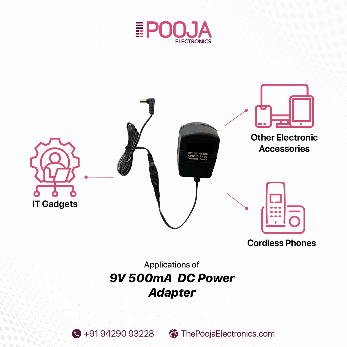 Reliability meets efficiency with our 9V 500mA DC Power Adapter from Pooja Electronics. Trust in quality, trust in performance.
.
#poojaelectronics #ContinuousPower #FastCharging #ReliableCharging #FastCharge #acremote #caraudioremote #SeamlessConnectivity #DigitalEntertainment