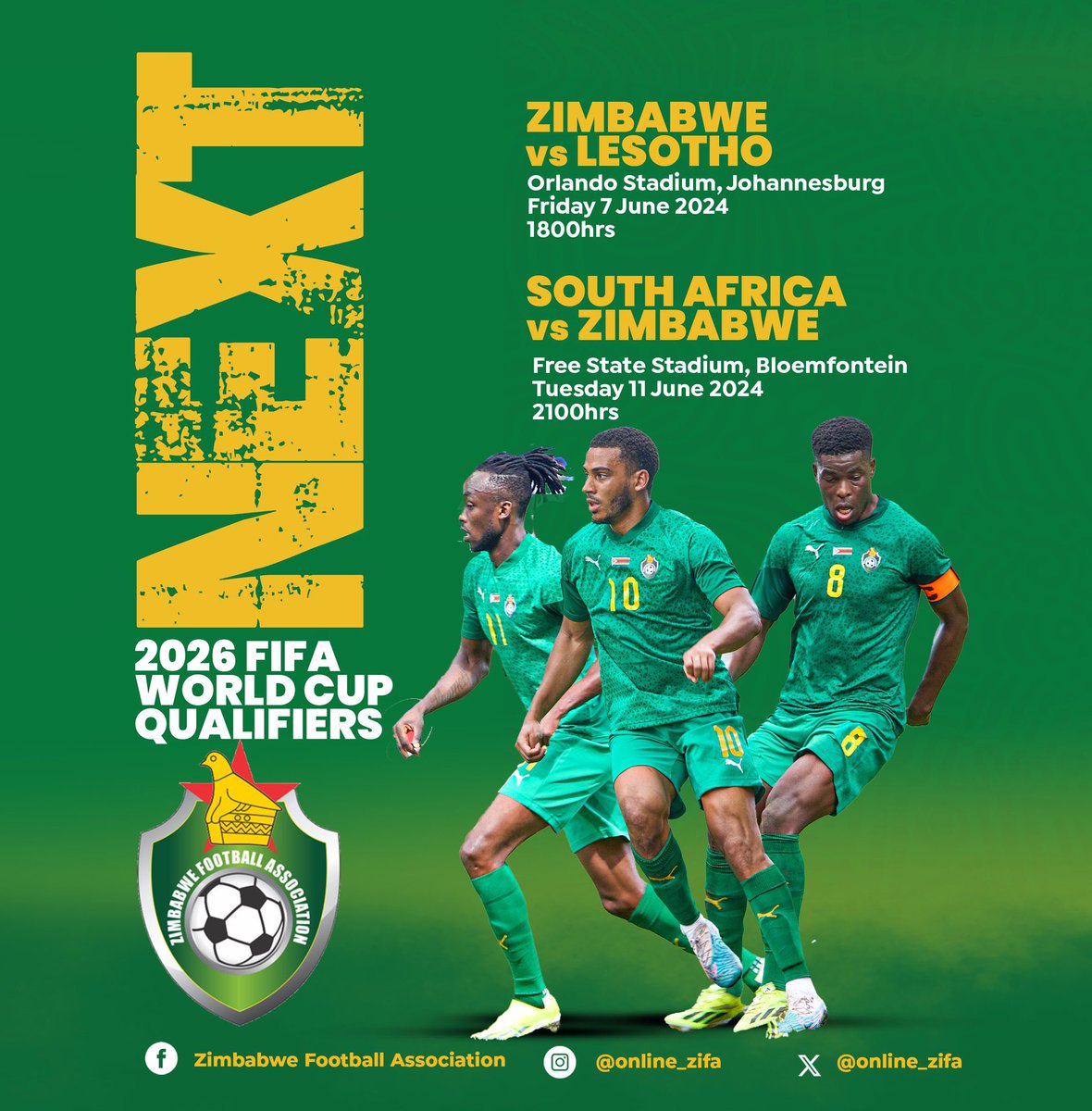 🚨 @online_zifa has finally confirmed, Zimbabwe 🇿🇼 will play their next World Cup qualifier vs Lesotho 🇱🇸 at Orlando stadium 🏟️ next month. 

@BafanaBafana are going to Bloem for the first time since the 2010 World Cup! 

#WCQ2026