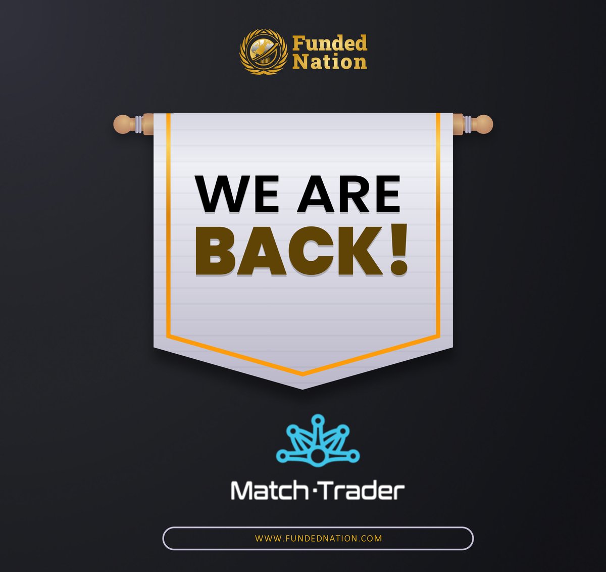 Your active accounts have been successfully migrated to Match Trader! Check your email for credentials. 📧 Thank you all for your trust and patience. Now, purchase accounts using crypto! Visa, Mastercard, and PayPal coming soon!