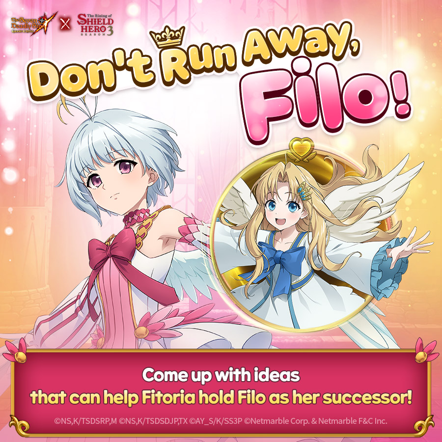 😥 Filo, don't run away! 😥 [Filolial Queen] Fitoria appears in The Seven Deadly Sins! 👑 Can you come up with ideas💡to help Fitoria hold Filo as her successor?💨 Please let us know in the comments~! #TheSevenDeadlySins #7DS