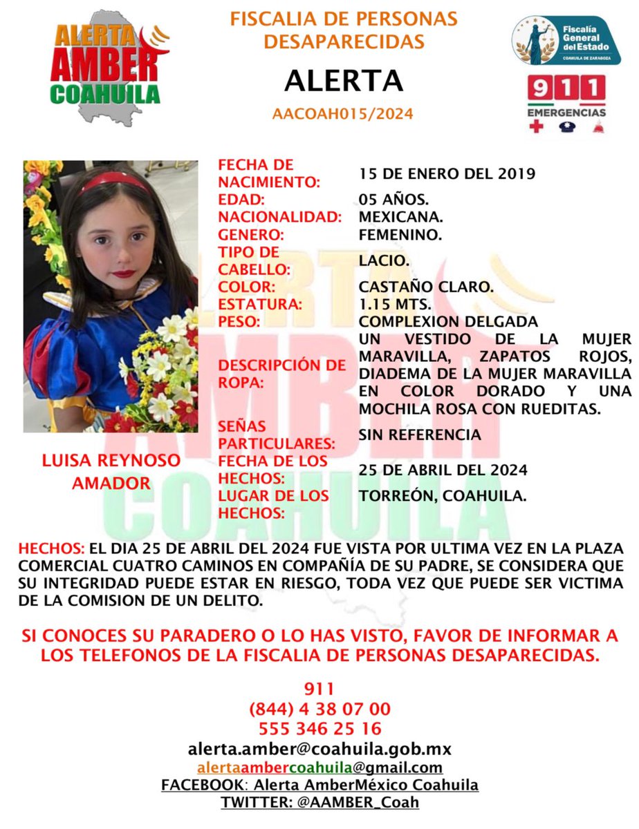 Ayúdenme a compartir! Está pequeñita fue sustraída por su padre! #Torreon #Coahuila #violenciavicaria @FGECoahuila @pronnif @DIFCoah @DIFTorreon_ @DIFDGOLAGUNA