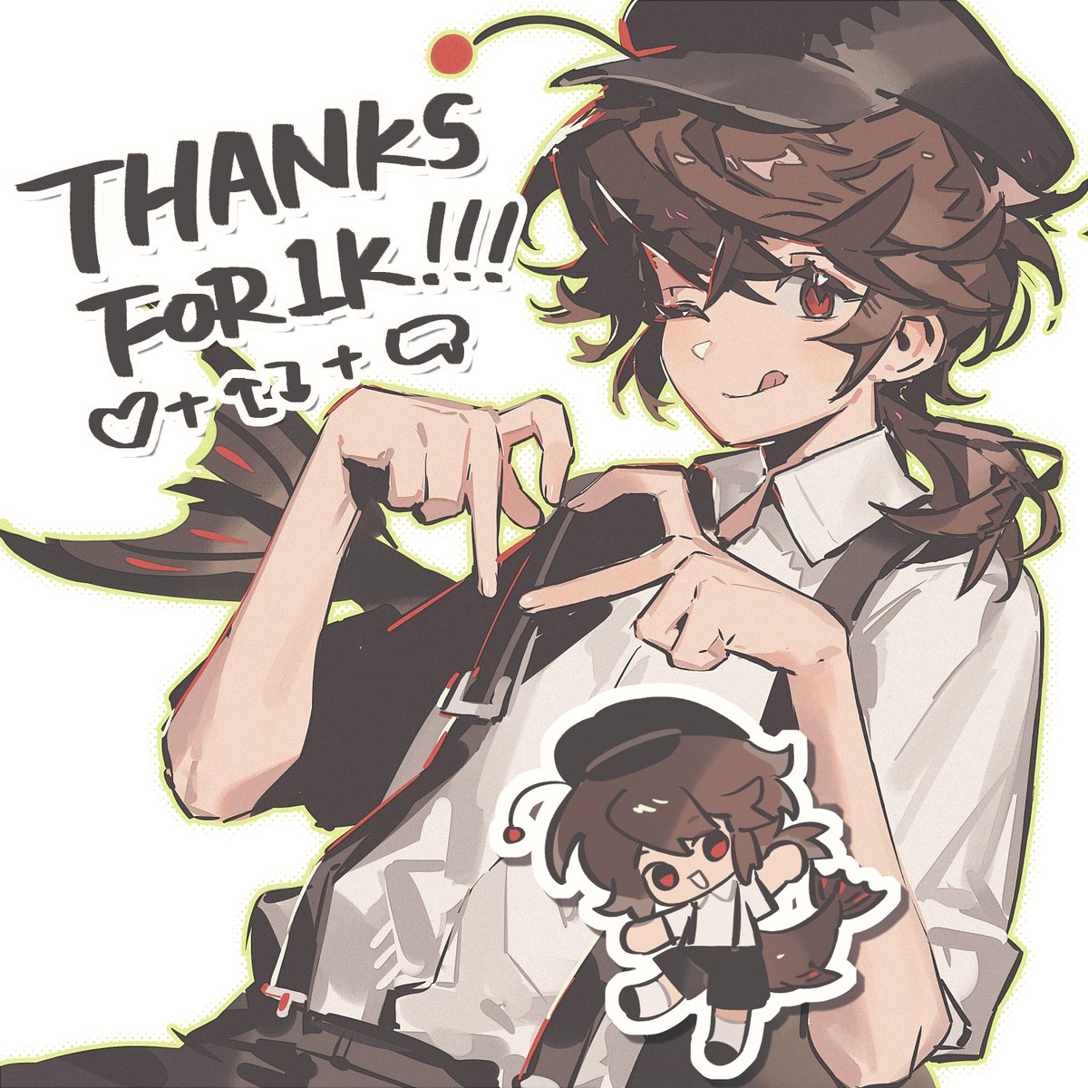 Thx for everyone's support! I am so glad to see I finally hit the 1k, and I want to do an #artraffle to celebrate this!! !!Follow + RT (no QRTs) + like + comment with your OC (optional) to enter!! 1 Winner will get a colored sketch + little chibi bean of your OC! Ends Jun 1st
