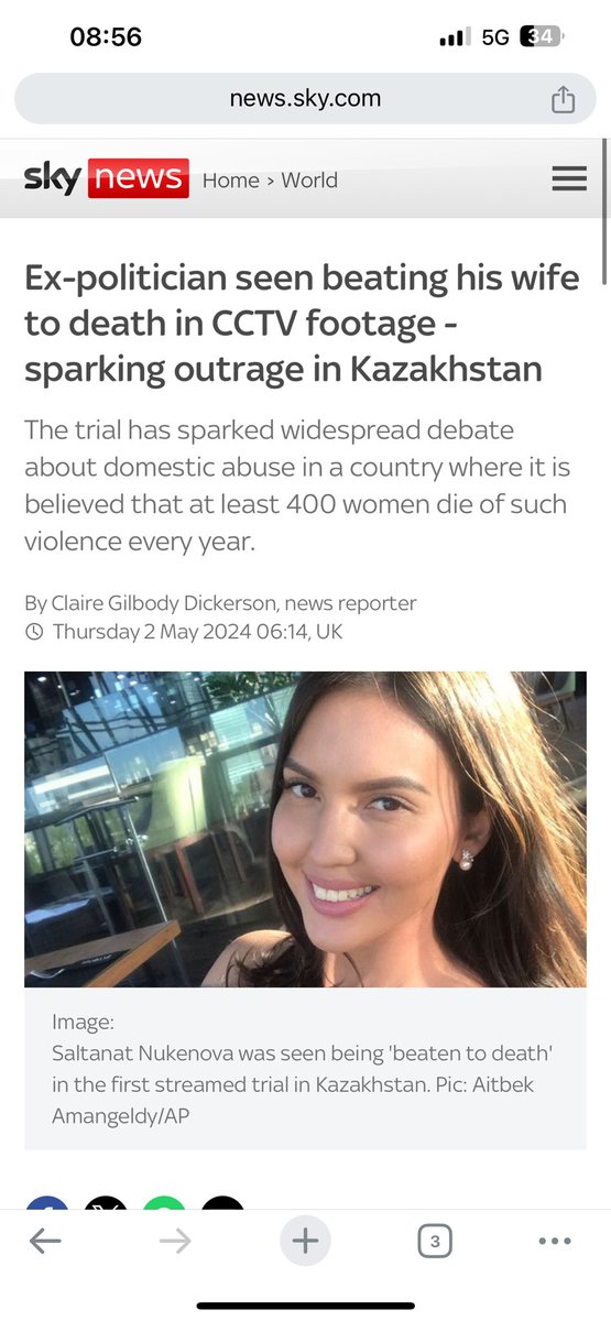 Ibland funderar jag på varför det är så timida straff för män som brutalt mördar sina flickvänner/ex. En ex-minister i Kazakstan filmas när han misshandlar sin fru till döds med slag och sparkar på familjens restaurang. Lås in & släng bort nyckeln.