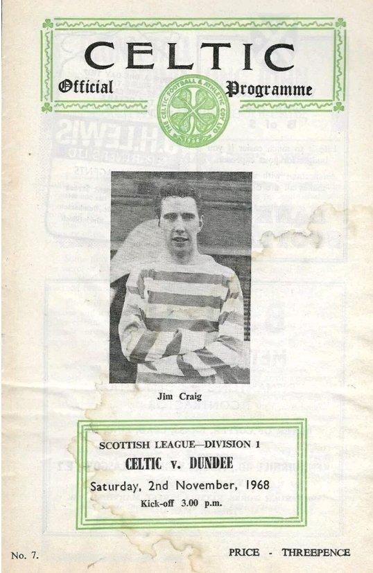 2 November 1968 Celtic 3-1 Dundee #celticthrowbackthursday A comfortable win for Celtic with goals from Johnstone and Chalmers (2) sealing the points. Celtic were watched by Red Star Belgrade scouts who got used to seeing Johnstone score. #celtic #celticfc #celticprogrammes