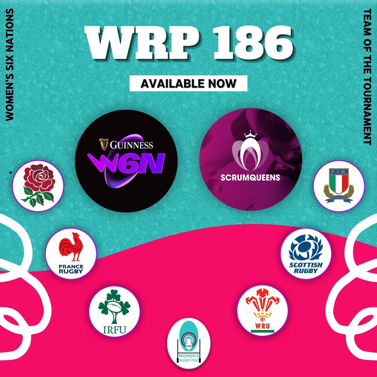 𝐖𝐑𝐏 𝟏𝟖𝟔 Join us this week as we are joined by @Sara_Orchard and @AliDonnelly of @ScrumQueens to discuss the final round of the @Womens6Nations 🏆 Six Nations 🏉 Team of the Tournament 📰 Global Rugby News 🌍 Global Game 🎧 linktr.ee/WomensRugbyPod #WRP #WomensRugby #PWR