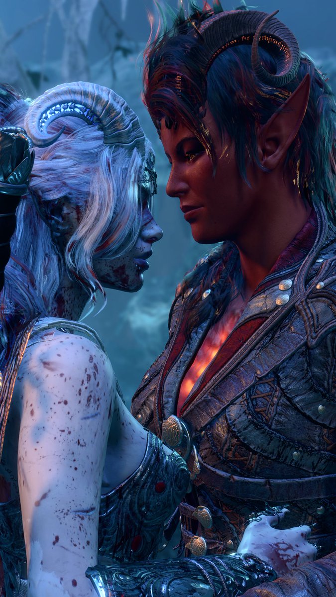 faedoesntrun's tweet photo. Rime is my most beautiful Tav and honestly, the gay panic she always has over Karlach is giving me life 💅 fire and ice baybeeeee https://t.co/nHyyfnZkDP