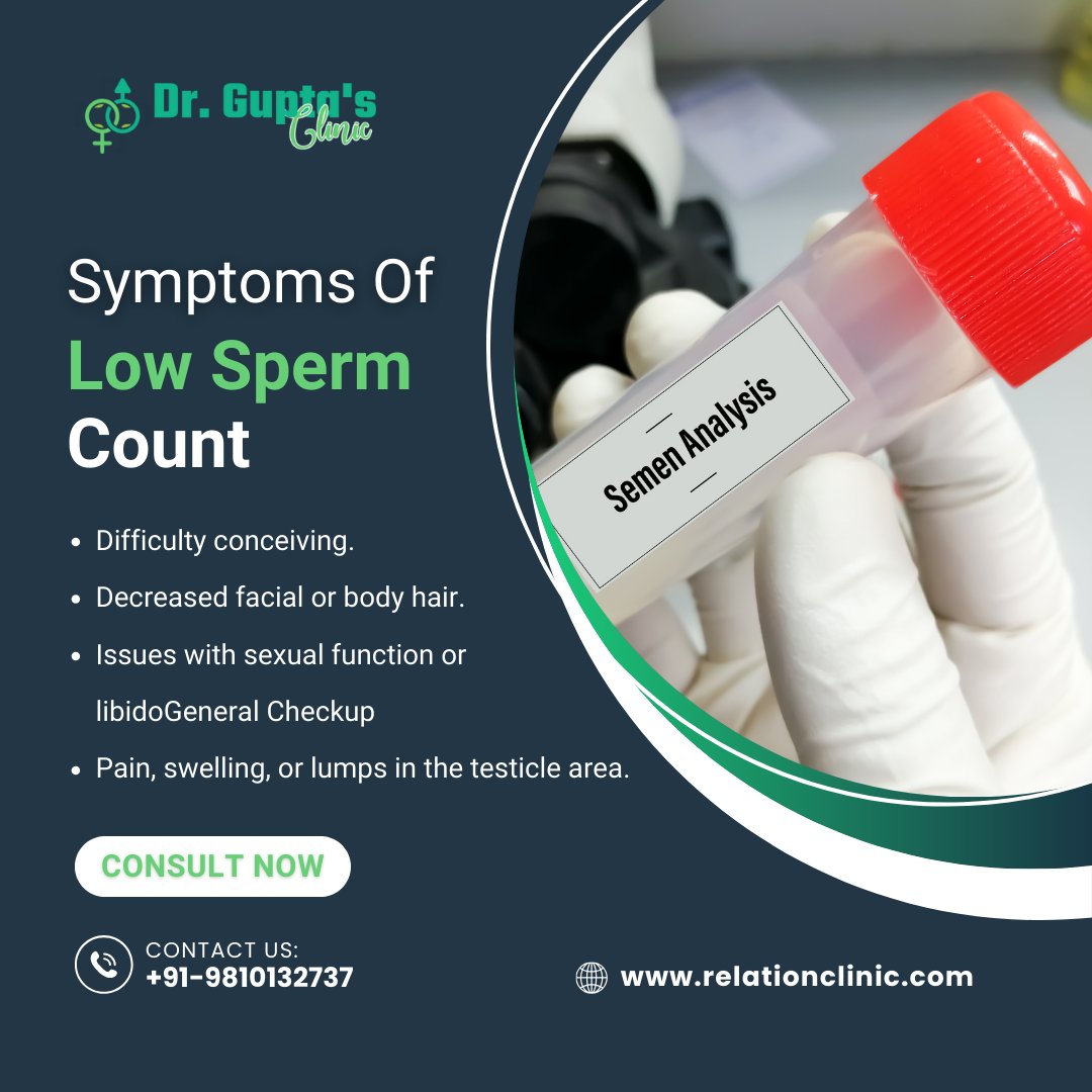 Revitalize fertility with Dr. Gupta's Clinic, which offers the best Ayurvedic treatment for low sperm count. 
Trust us for comprehensive care, guiding you towards a healthier and more fulfilling life. 
relationclinic.com/tre.../low-spe…
#Ayurvedictreatment #Ayurvedicmedicine #drguptaclinic