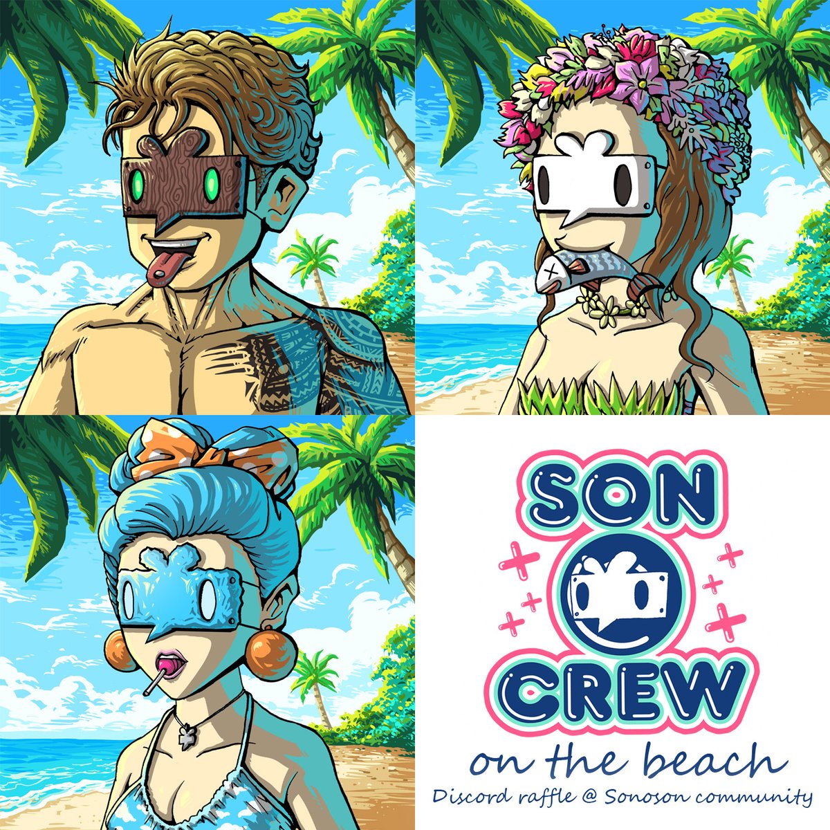 #SonoCrew #onthebeach discord activity begin !!  
⛱️⛵️🌴   
15x Free transform crew  
*must have at lease 1 Sono Crew to get role       

join #raffle at discord.gg/4QE2Zsc8f6   
Winners in 7H        

Get crew >> opensea.io/collection/son…

Become VIP >> opensea.io/collection/son…