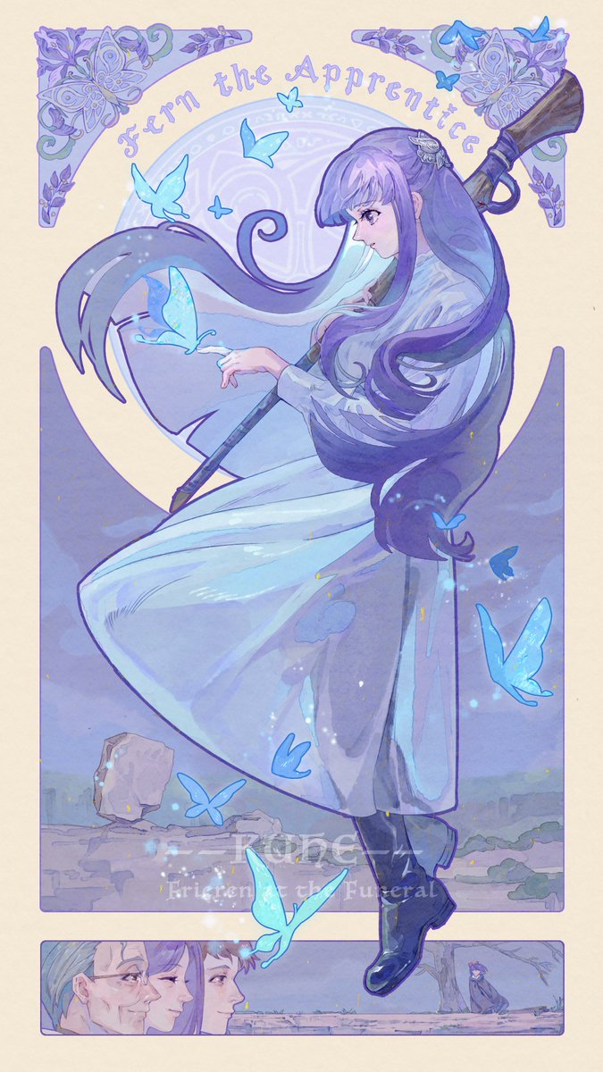 Kuhe1925's tweet image. #葬送のフリーレン Frieren at the Funeral  inspired by Alphonse Mucha's style🪄