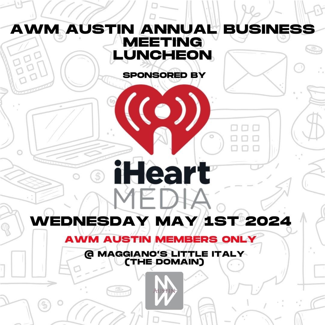 Our annual business meeting was filled with information about another successful year, fun, food and welcoming new members to our board of directors! 🎉#awmaustin #awmatx (Special THANKS to our luncheon sponsor iHeartMedia)