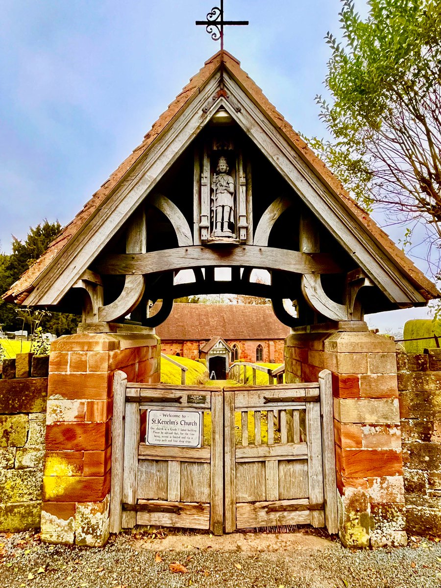 The lychgate at St Kenelm’s Church, Romsley, Worcestershire. Designed by Harold Brakspear c 1919. Brakspear was the architect of many notable historic building restorations such as Bath Abbey and Windsor Castle. His wife was from nearby Halesowen. #thursgate