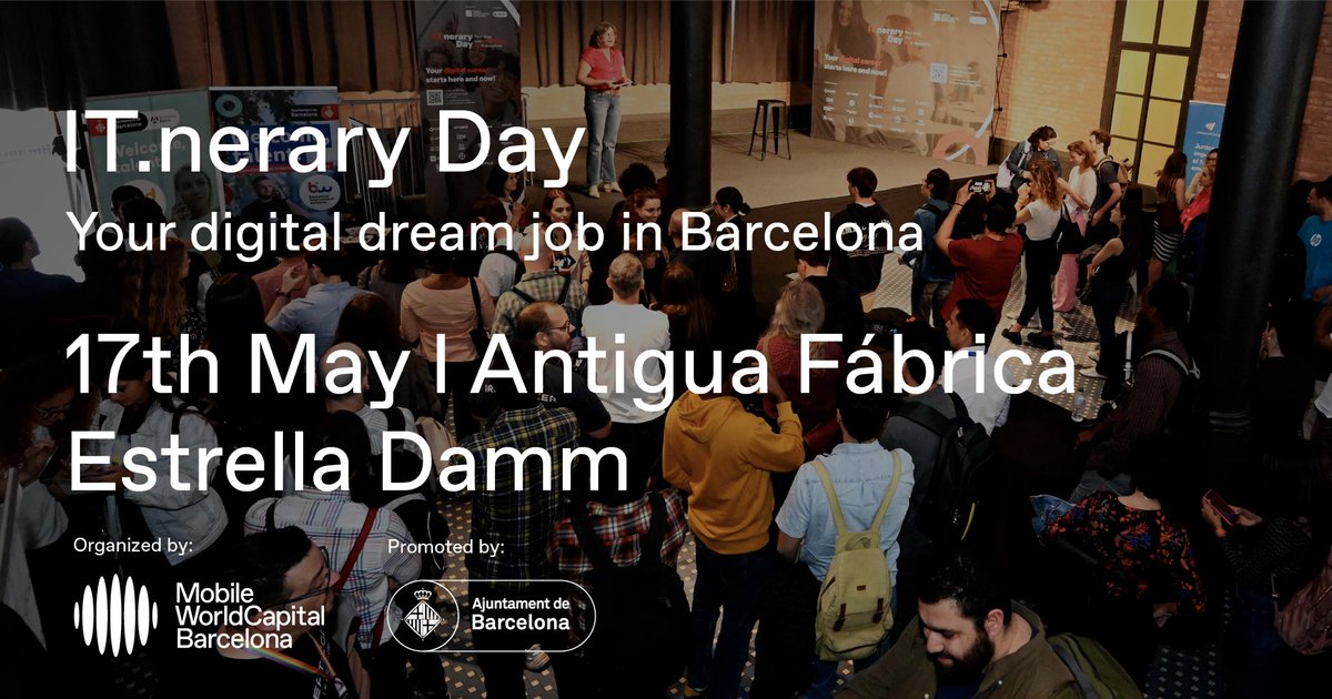 🗣️El proper divendres 17 de maig arriba la jornada #ITneraryDay! Aquest esdeveniment de @MWCapital promogut per @barcelonactiva centrat en situar el nou talent internacional en la indústria tecnològica. Estàs interessat? Registra’t ara 👉 barcelona.mobileworldcapital.com/en/activities-… #uab #IT