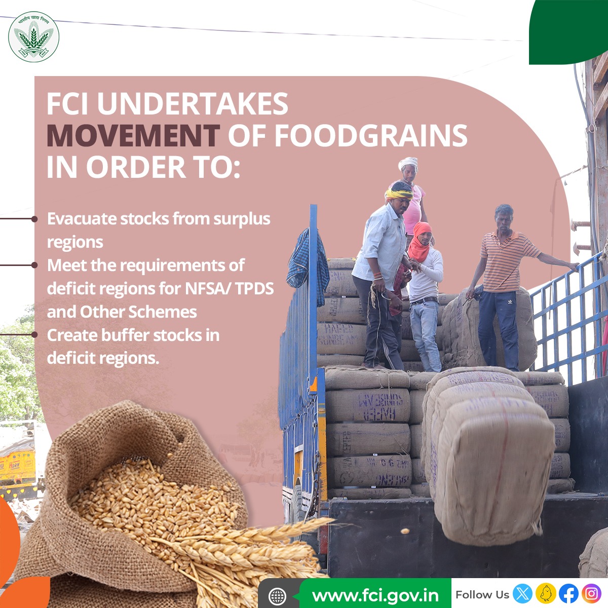 Movement plays a very important role in the working of FCI as well as in fulfilling the objectives of Food Policy and National Food Security Act.