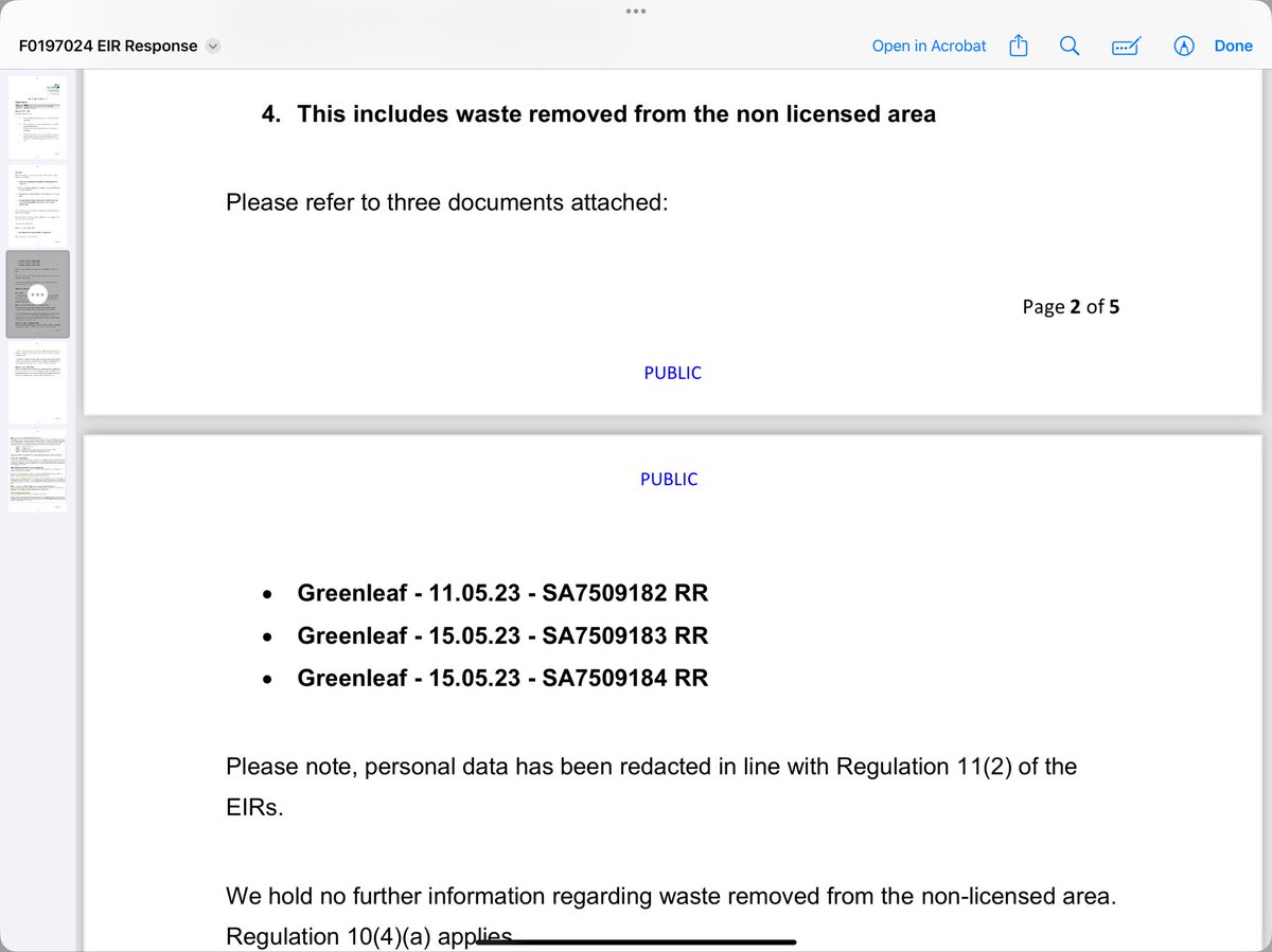Latest FOI from sepa filled with even more lies. They are suggesting that all the waste stored illegally outside the permitted site for over 4.5 years was collected and taken to the largest fraudulent waste compay in the world @Stericycle_Inc. EWC waste codes 180103, 180101.