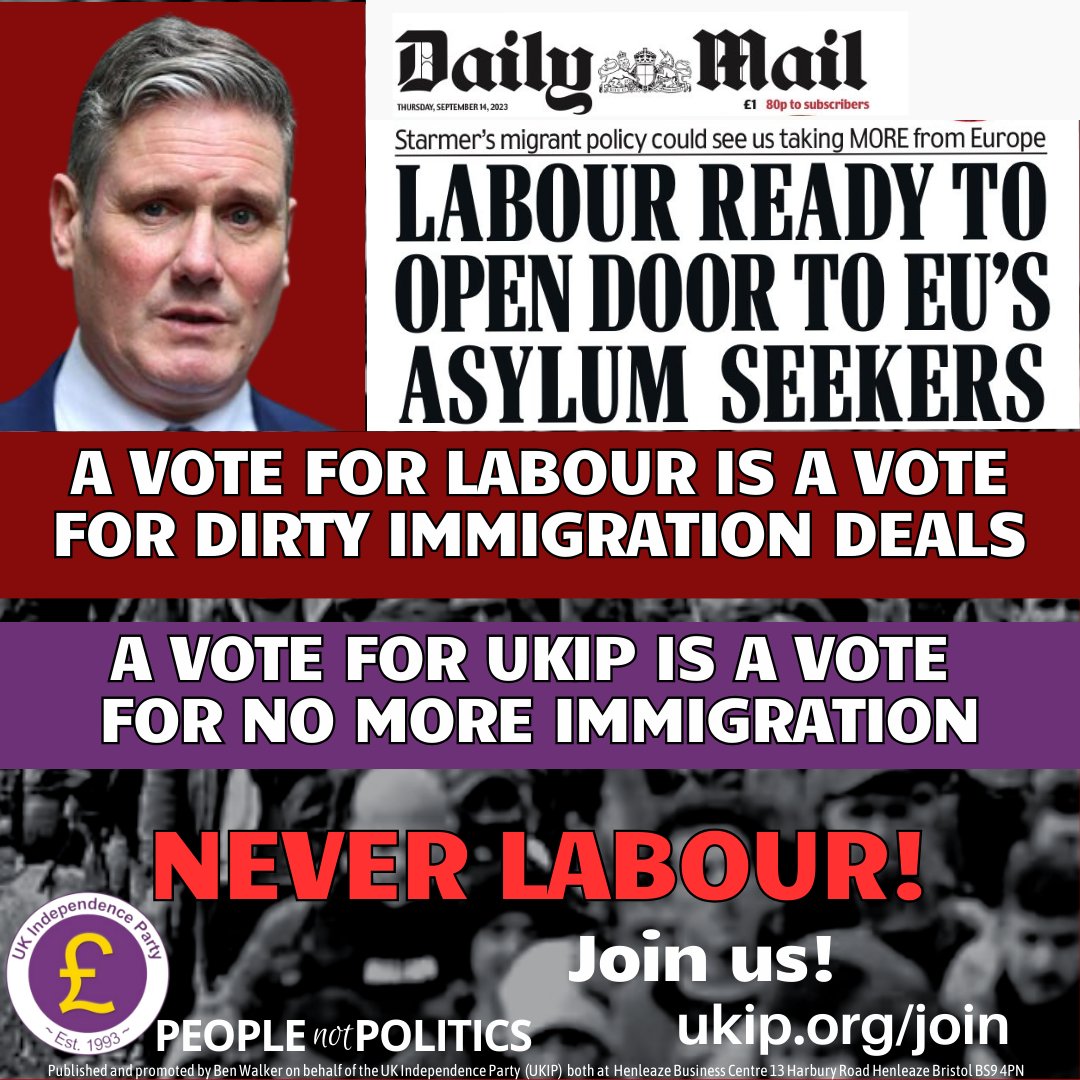 Labour can't be trusted with immigration. The Tories are awful but Labour would be a disaster. #VoteUKIP