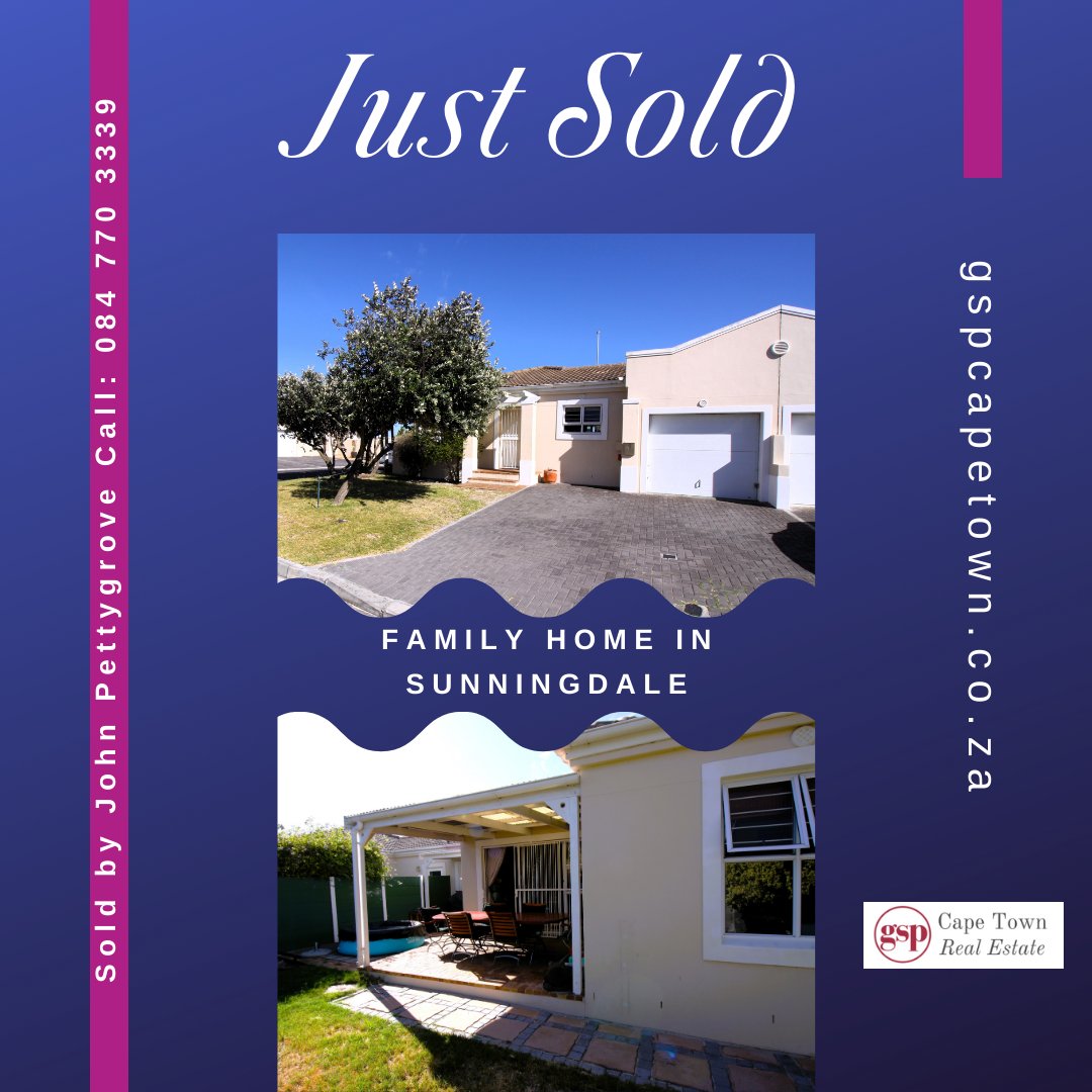 JUST SOLD! 3-BEDROOM FAMILY HOME IN SUNNINGDALE

This  beautiful house in Sunningdale just sold. We have more buyers for the  Sunningdale area, so if you want to list your home, call John Pettygrove  at 084 770 3339 or email john@gspcapetown.co.za.

#Sunningdale #justsold
