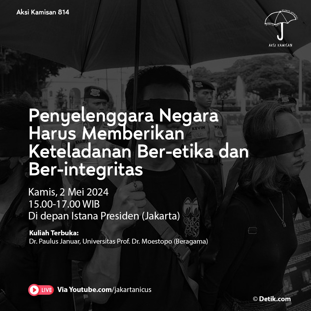 Pendidikan etika dan moral menjadi semakin penting melihat situasi politik hari ini. Merosotnya moral dan etika telah melahirkan kepemimpinan yang bobrok. Selamat Hari Pendidikan Nasional 2 Mei 2024. Yuk ke #AksiKamisan814
