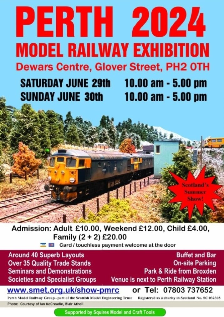 Advanced tickets are now available for Perth Model Railway Show on 29 and 30 June 2024 at the Dewars Centre Perth.

smet.org.uk/news/2024/show…