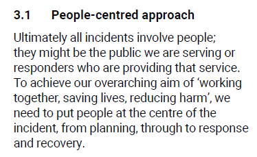 With the publication of the Kerslake Commission's 'Homes Unfit for Heroes' report I think it's useful to juxtapose a quote from that report with one from the @jesip999 Framework. Always remember, 'stuff' only gets you so far...never forget your people! kcl.ac.uk/policy-institu…