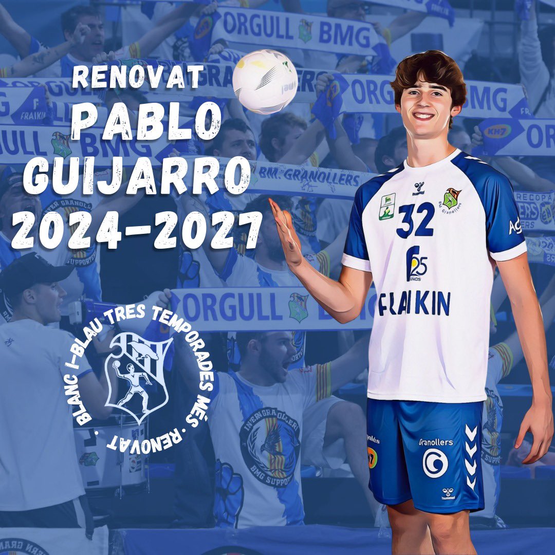 ✅RENOVACIÓ! 

⚪️🔵 El Club Balonmano Granollers ha arribat a un acord de renovació amb el jugador del Fraikin BM Granollers, Pablo Guijarro. 

🤾🏻‍♂️L’extrem esquerre vestirà la samarreta blanc-i-blava fins al juny del 2027.