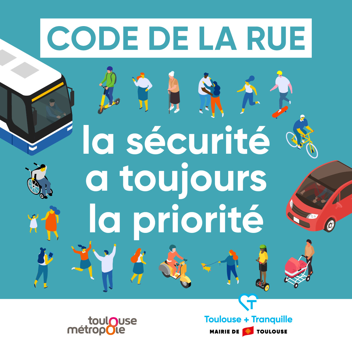 Pour que chacun puisse se déplacer en toute sécurité dans les rues de Toulouse, la mairie a élaboré un Code de la rue qui rappelle les règles de partage de l’espace public. Découvrez ce code dans notre guide 🔗 bit.ly/CodeDeLaRue
