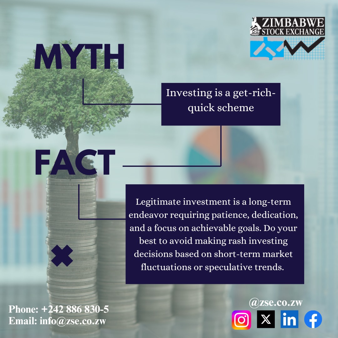 #mythorfact Learn more about the capital markets by enrolling on the ZSE training institute. Visit zsetraining.co.zw