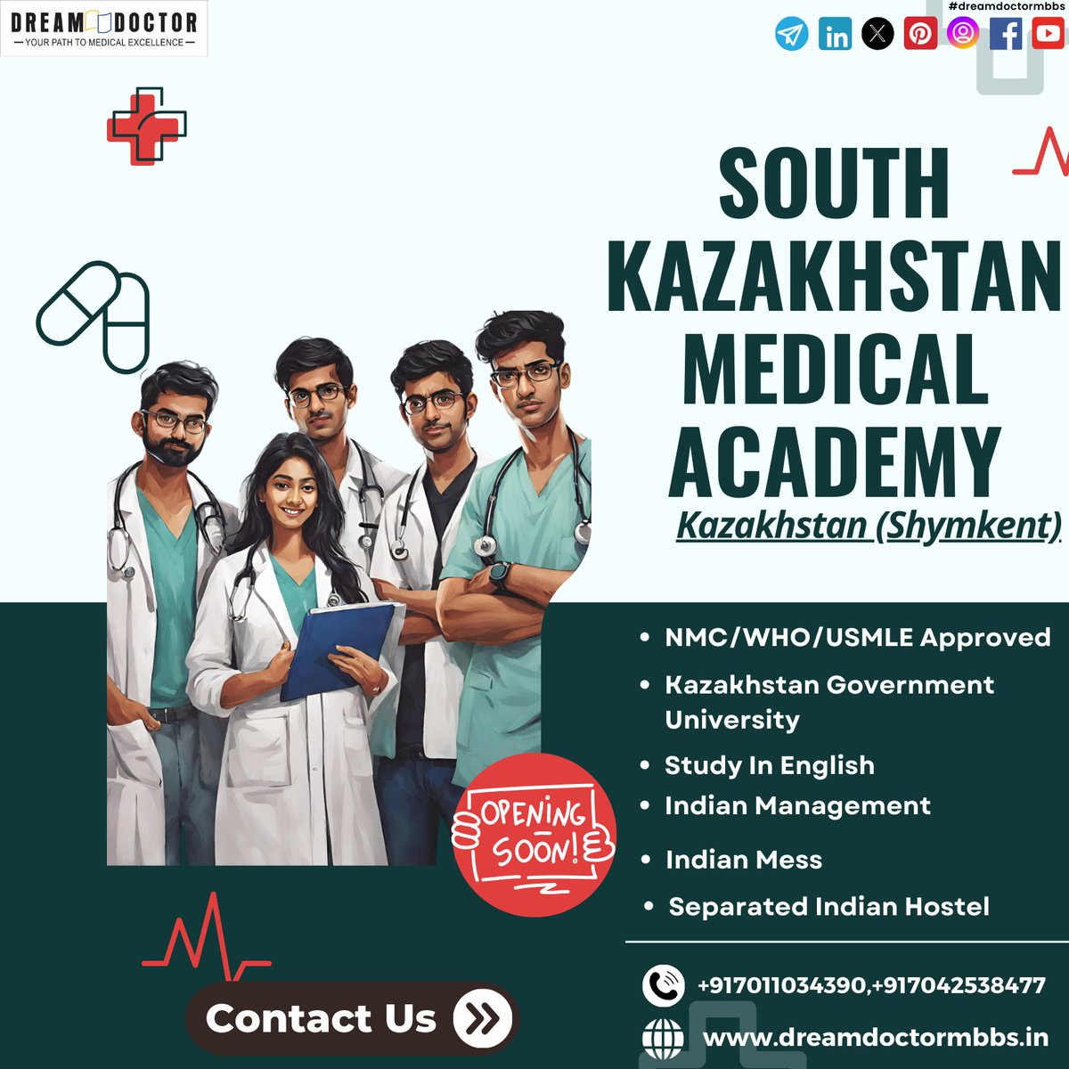 South Kazakhstan Medical Academy (SKMA) was founded in 1979. The university has a modern infrastructure for education and research.

#kazakhstan #southkazakhmedicalacademy #shymkent #dreamdoctormbbs #mbbs #mbbsabroad #mbbsstudent #mbbsadmission #neet2024