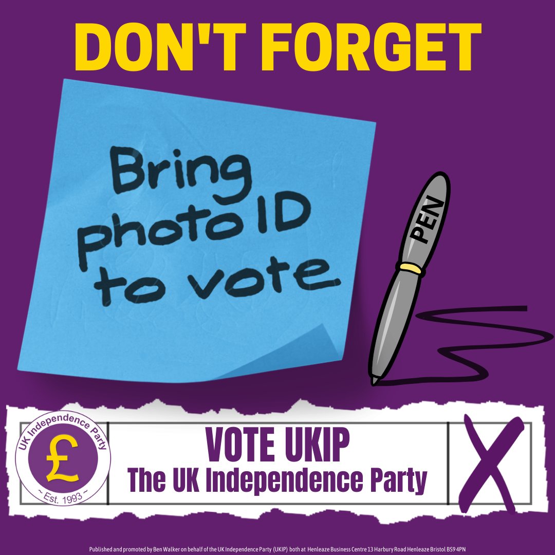 Labour would scrap ID requirements because they don't want to stop fake votes. 

Don't forget to vote and take your ID. #VoteUKIP