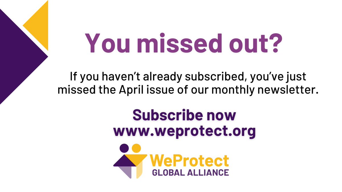 Don't miss out on the latest news, research, events and more from WeProtect Global Alliance and our members from across the world. Subscribe to our monthly newsletter now! ➡️ weprotect.org/newsletter-sub…