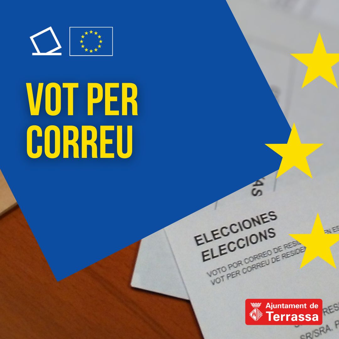 🗳️Eleccions #9J. Fins al 30 de maig pots sol·licitar el vot per correu per a les properes eleccions al Parlament Europeu, del 9 de juny. ℹ️ Informa-te’n a terrassa.cat/sol-licitud-de… #Terrassa