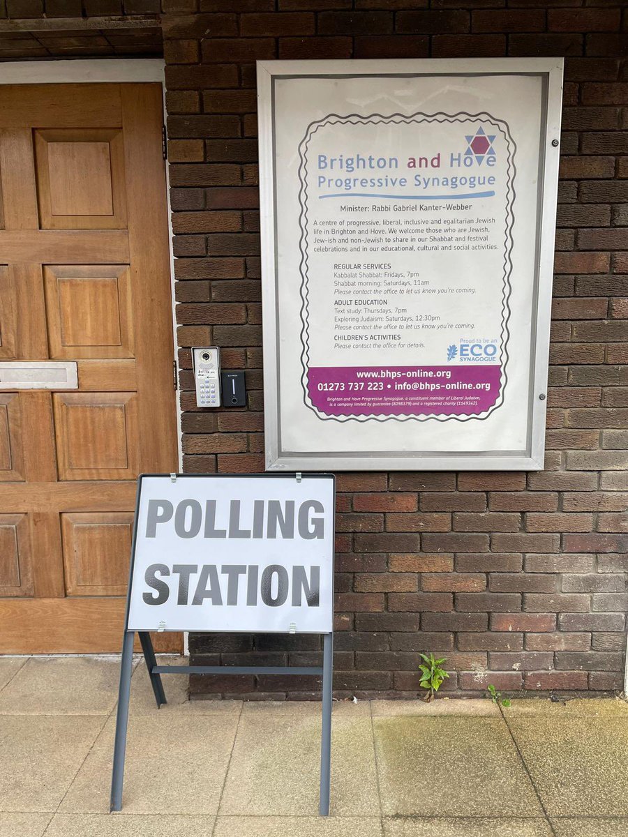 As #Election2024 begins, many of our communities and members are doing their civic duty to help with the running of voting - including @BHPS2011 (pictured) which has changed from a synagogue to a polling station for the day!