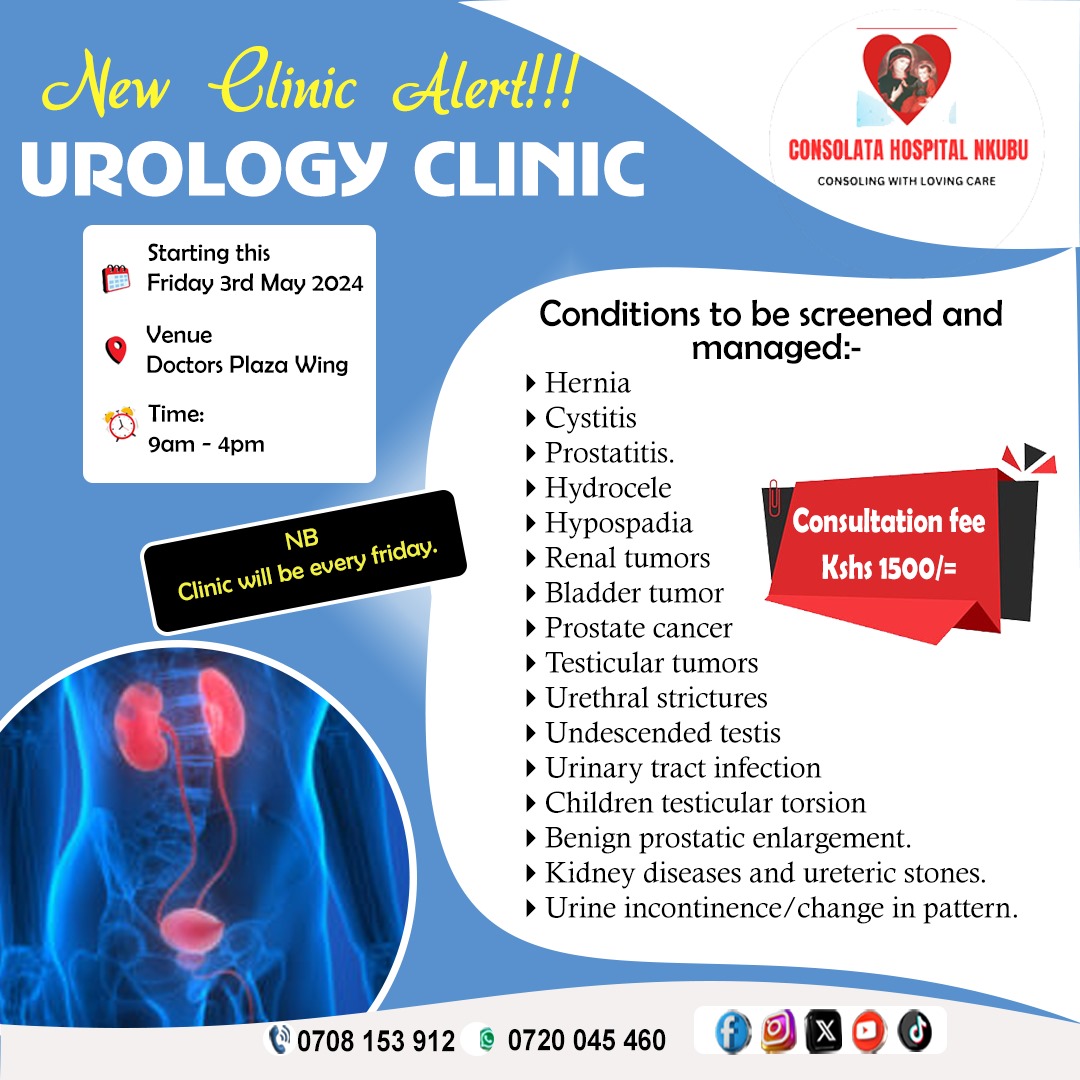 UROLOGY CLINIC ALERT.
Make a date with our Consultant Urologist.

For:- Consultation | Management | Follow-up | Wellness check-up | Surgeries | Advice on healthy living.

#Urologyservices
#Earlyscreeningmatters
#Consolingwithlovingcare
