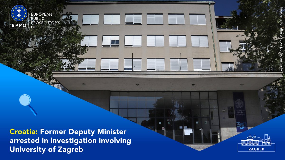 Former Deputy Minister at Croatia's 🇭🇷 Ministry of Culture and Media was arrested today on suspicion of corruption. The former dean of the Faculty of Geodesy of the University of Zagreb and a former professor were also arrested. 👉More: eppo.europa.eu/en/news/croati…