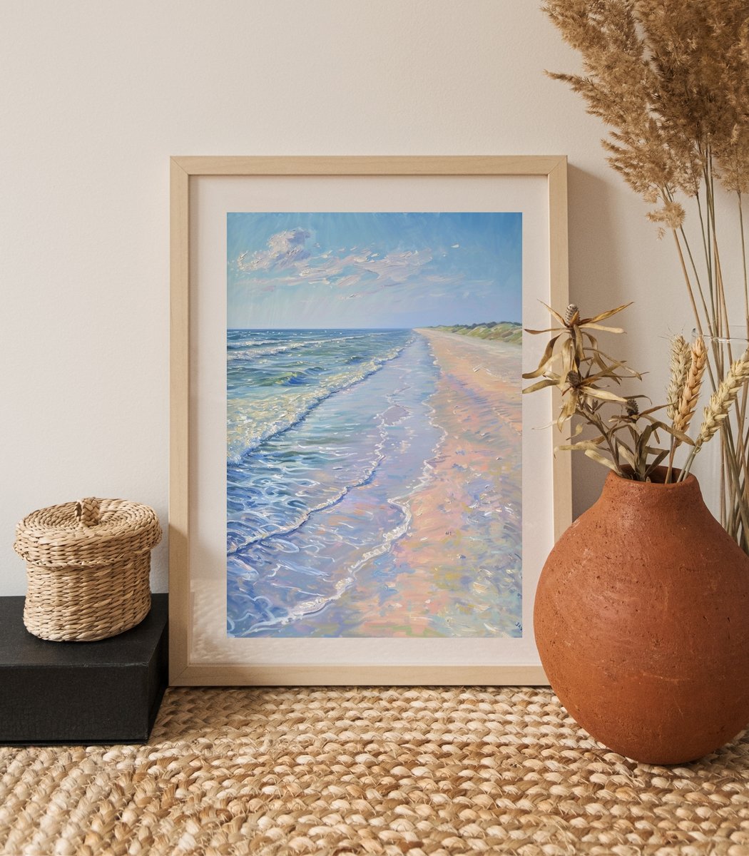 Walk along the shore with this soothing beach print from Lena Art Design, where the sea whispers tales of the deep. 🌊🏖️ #BeachWalk #SeasideArt #LenaArtDesign