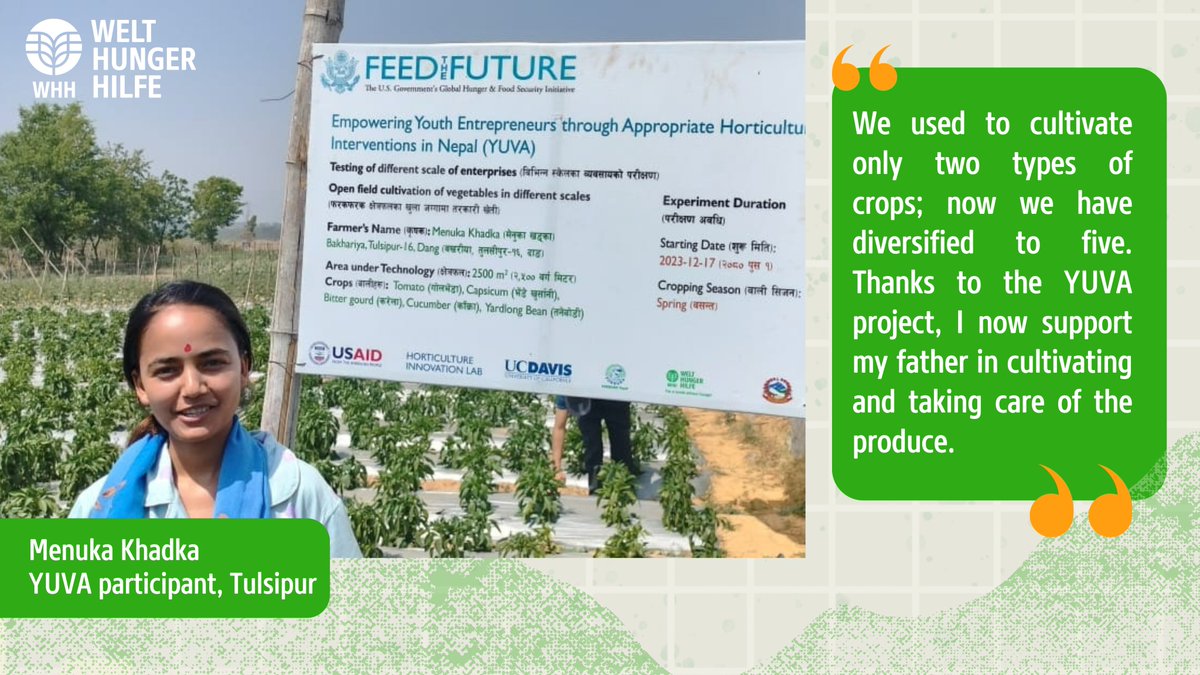 🥕🥒🍅Taking steps towards gender-inclusive horticulture!
YUVA, a research initiative of @FeedtheFuture, managed by UC Davis, funded by @USAID and partnered by FORWARD Nepal and @Welthungerhilfe, promotes #employment and #income #opportunities through #horticulture #enterprises.