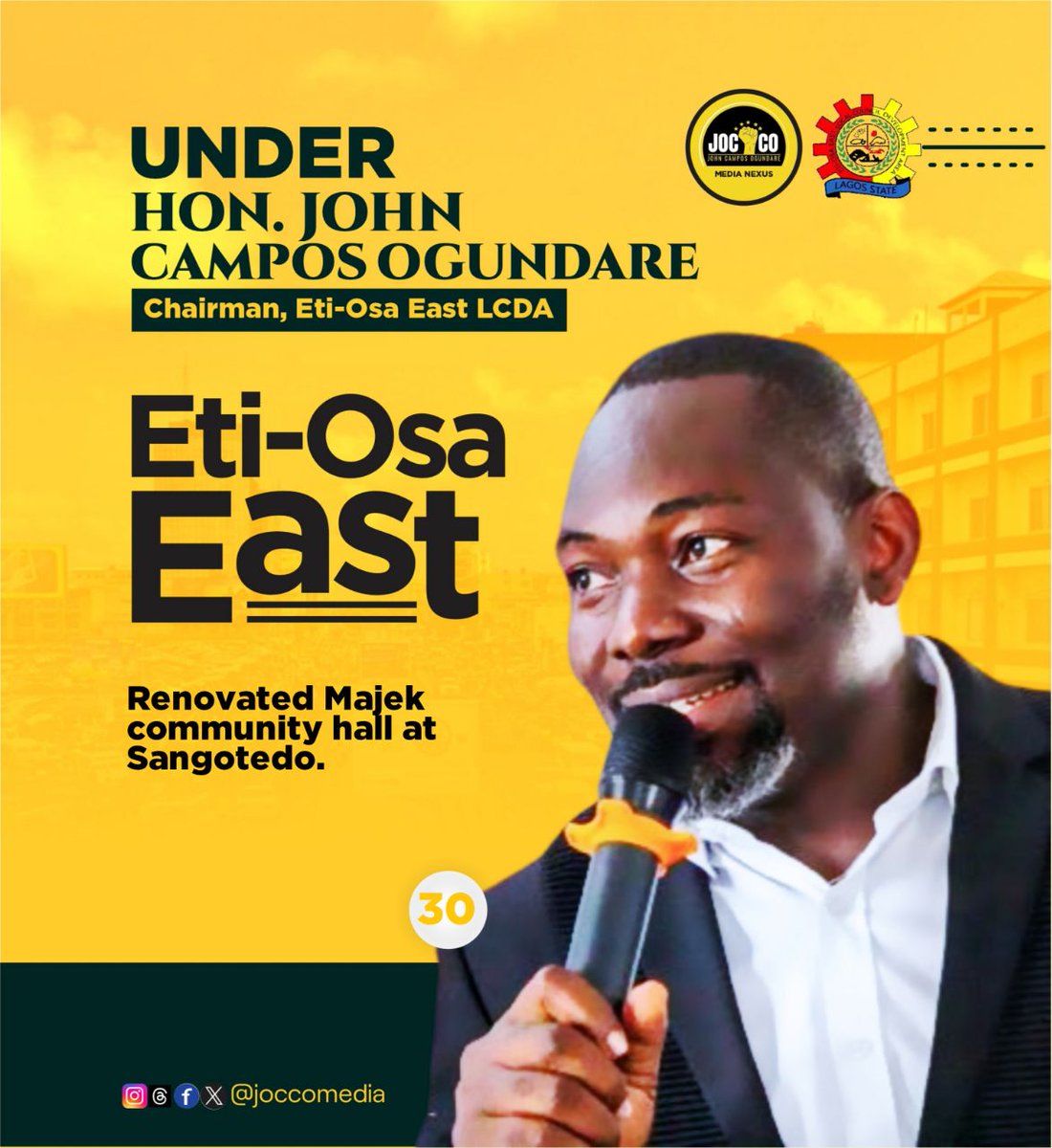 Episode 36

Attached is a flyer of what Eti-Osa East has done under the leadership of Hon. John Ogundare Campos. 

Watch out for more! 

#transportation&development
#evidencedey
#JoccoIsWorking 
#expectmore

Jocco Media Nexus