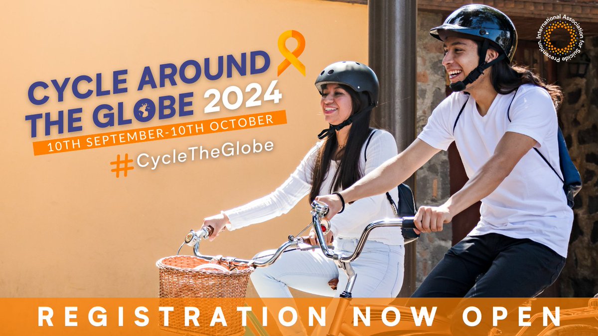 Registrations are now OPEN for Cycle Around the Globe 2024! 🚴‍♀️🌍 Join us virtually as we walk, run and cycle together to raise awareness of suicide prevention worldwide. Sign up today 🔗 bit.ly/3tjrt7d #CycleTheGlobe #WorldSuicidePreventionDay