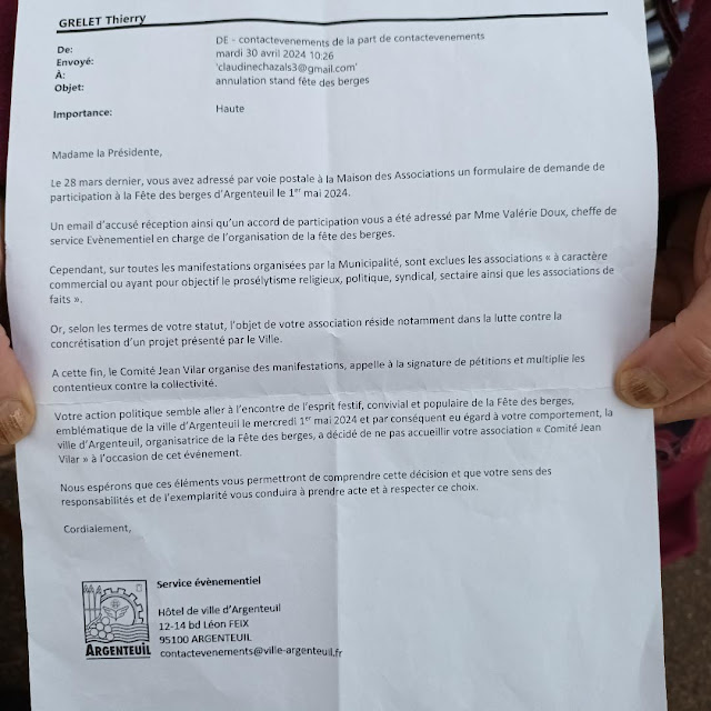 ComiteJeanVilar's tweet photo. Fête des Berges à Argenteuil et le Comité Jean Vilar, ou l’art de l’indélicatesse et de l’incompétence
https://t.co/savQaLLUB7 https://t.co/7imnGGaoKV