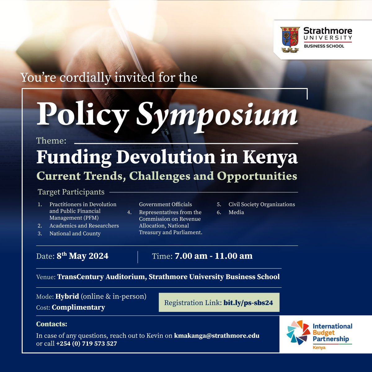 Have you booked you slot for the #PolicySymposium? Join us for this exciting session as we unpack the trends, challenges & opportunities in #FundingDevolution in Kenya. Learn more here : lnkd.in/dsPPPhsK #DevelopingGreatAfricanLeaders