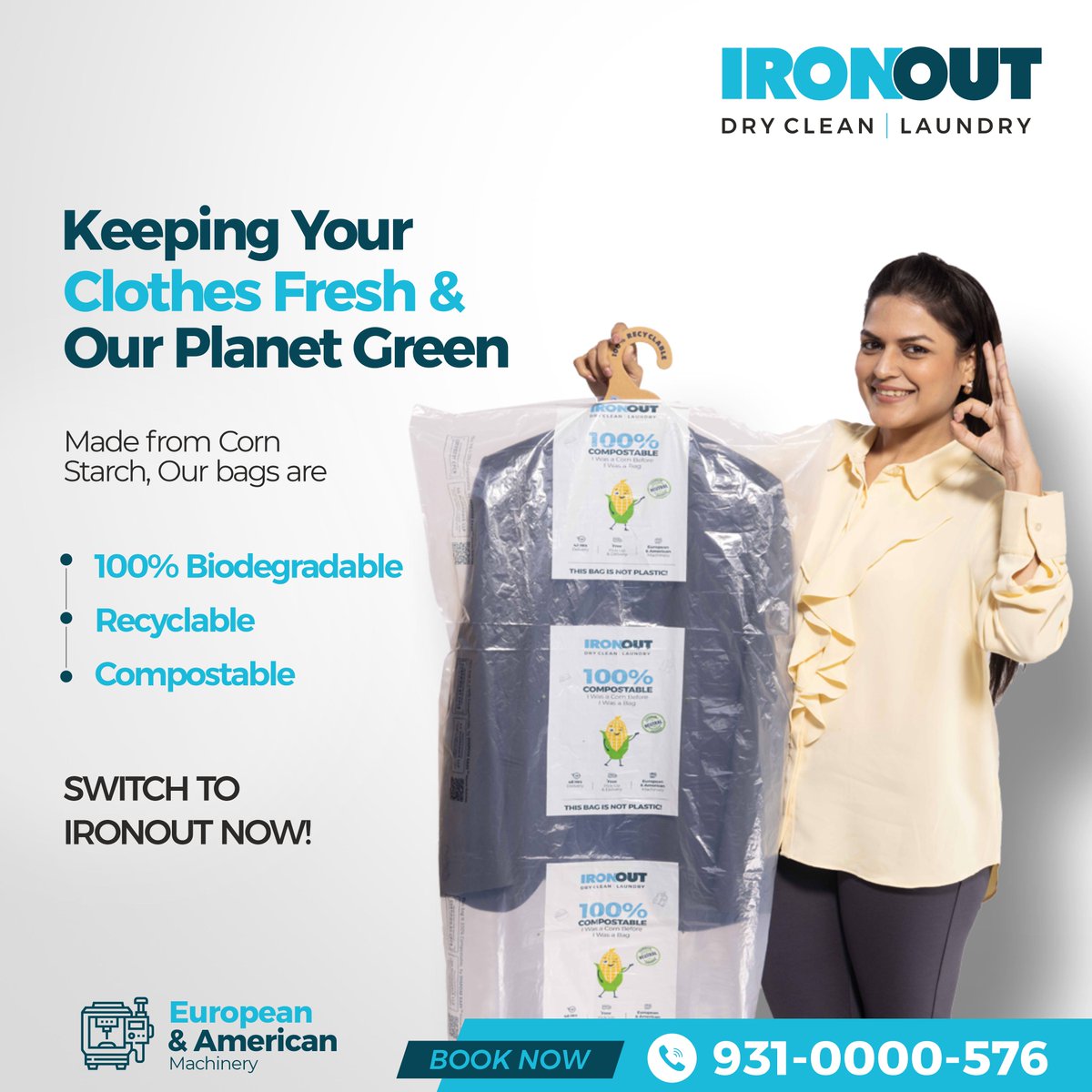 Keep your clothes fresh and our planet green with IronOut! 
Call us : 9310000576
.
.
.
#EcoFriendlyLaundry #IronOutGreenCleaning #IronOutCornStarchBags  #EnvironmentallyFriendly
#CleanAndGreen