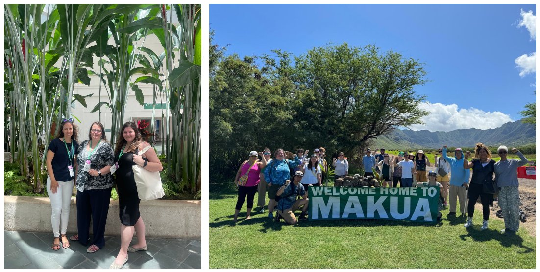 Human geographers @PDuffyGeog @DrFlurina & @KG_Jura attended @theAAG in Hawaii with papers on solar planning, nature recovery, and return migration. Paula and Kirsten connected with local community-led action on land rights & environmental restoration at the sacred site of Mākua