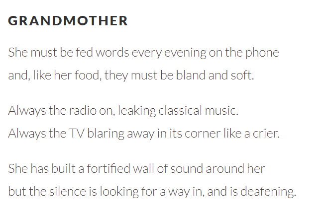 Poem-a-Day 6 'Grandmother' by @MccafferyRichie theinterpretershouse.org/mccaffery-81