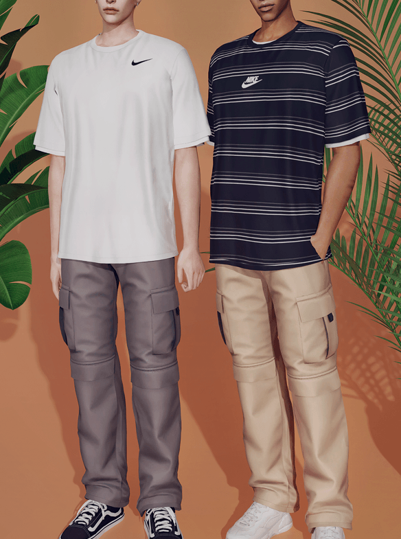 If your Sims are all about feeling cozy while still wanting to be stylish, this basic set is for them! These comfortable-looking shirts & cargo pants by KK’s Creation are perfect for male sims who love a laid-back style! #sims4cc More Male CC Clothes: snootysims.com/wiki/sims-4/be…