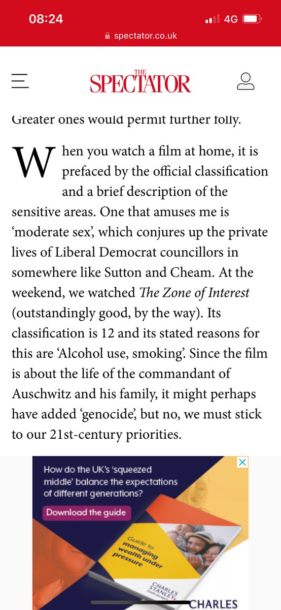 Superb paragraph from Charles Moore in @spectator this morning.
