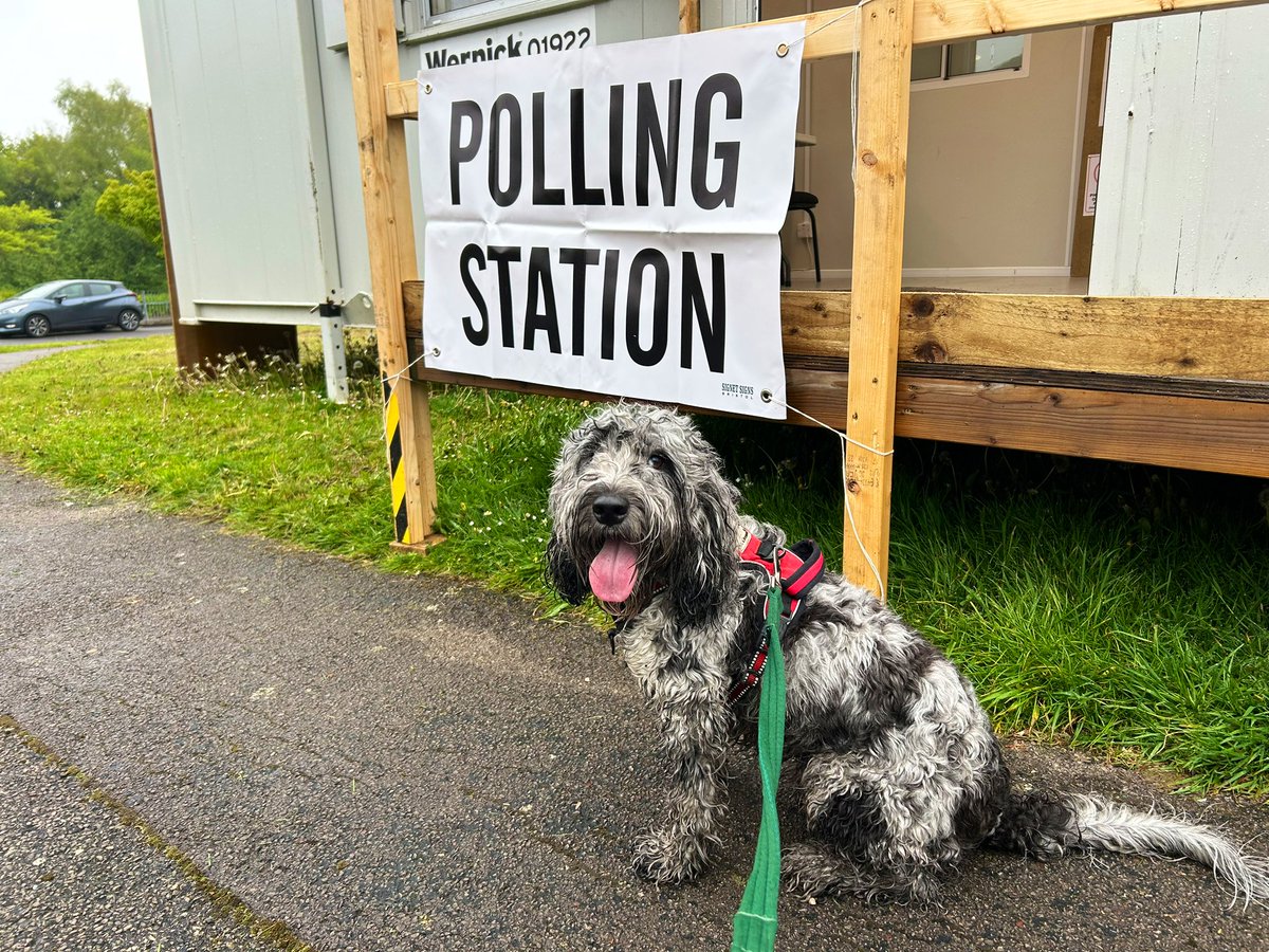 Obligatory #DogsAtPollingStation pic! Todd says if you want a say you have to make your mark!